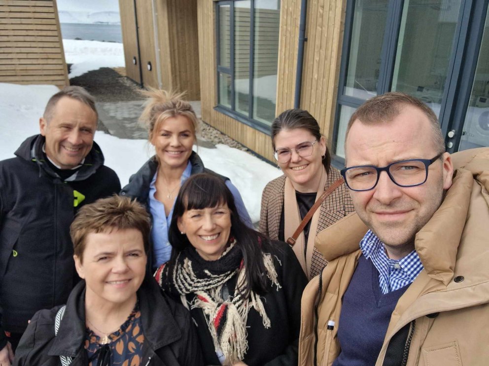 Byggðastofnun staff visiting the University Centre's new dormitory. From right: Arnar Már Elíasson C…