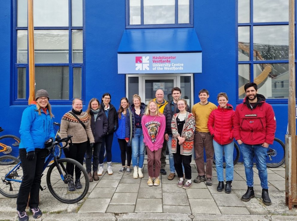 The Ambassador (far left) with the group at the start of the walk