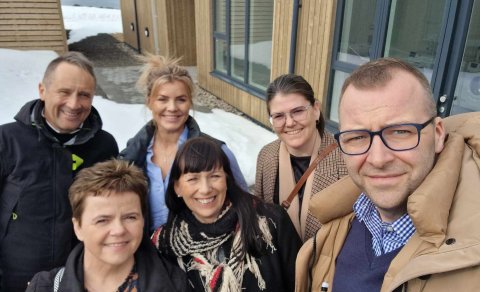 Byggðastofnun staff visiting the University Centre's new dormitory. From right: Arnar Már Elíasson C…